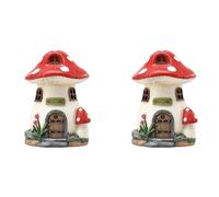 2X Solar Lamp Resin Craft Gardening Garden Miniature Fairy Landscape House Decoration Ornament