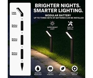 2x Solar Lights LED Black Stainless Steel Outdoor Garden Stake Water Proof IP65