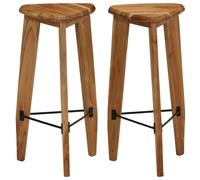 vidaXL 2x Solid Acacia Wood Bar Stools Triangular Kitchen Dining Chair Seat