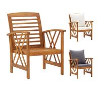 vidaXL Solid Acacia Wood 2x Garden Chairs Wooden Outdoor Dining Seat Armchair