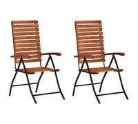2x Solid Acacia Wood Reclining Garden Chairs Outdoor Recliner Seating vidaXL
