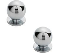 2x Solid Ball Cupboard Door Knob 30mm Diameter Polished Chrome Cabinet Handle