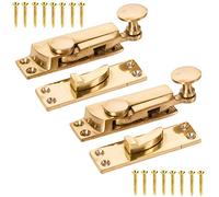 2X Solid Brass Sash Window Lever Arm Fasteners - Slide Locking Wood Frame Latches