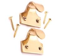 2X Solid Brass Sash Window Lifts + Screws - Finger Push/Pull Slide Handles