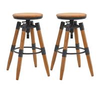 2x Solid Fir Wood Adjustable Bar Stools 53.5x53.5x79cm Home Chair Seat vidaXL