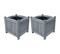 vidaXL 2x Solid Firwood Garden Raised Beds Outdoor Wooden Planter Flower Box