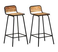 2x Solid Mango Wood Bar Chairs Counter Pub Stool Dining Room Kitchen vidaXL