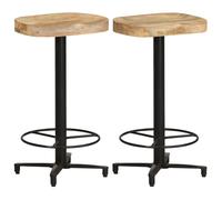 2x Solid Mango Wood Bar Stools Wooden Bistro Pub Counter Multi Sizes vidaXL