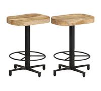 2x Solid Mango Wood Bar Stools Wooden Bistro Pub Counter Multi Sizes vidaXL