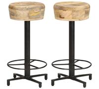 2x Solid Mango Wood Bar Stools Wooden Bistro Pub Counter Multi Sizes vidaXL