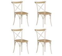 2x Solid Mango Wood Cross Chairs Wooden Kitchen Dining Seat Black/White vidaXL