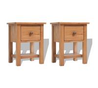 2x Solid Oak Wood Nightstands 36x47cm Bedroom Wooden Side Table Cabinet vidaXL