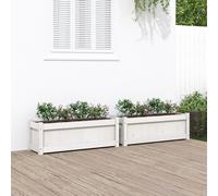 2x Solid Pine Garden Planters Wooden Raised Flower Beds Outdoor