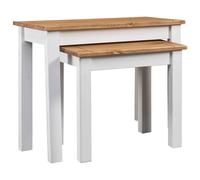 2x Solid Pine Wood Nesting Tables Couch Side Coffee Table Multi Colours vidaXL