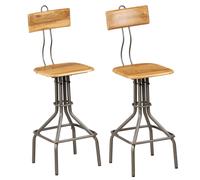 2x Solid Reclaimed Teak Bar Chairs 41x51x102cm Dining Room Seat Stool vidaXL