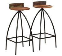 2x Solid Reclaimed Wood Bar Chairs 40x40x82cm Kitchen Dining Stools vidaXL
