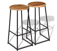 2x Solid Teak Bar Stools Industrial Kitchen Furniture Breakfast Seat vidaXL