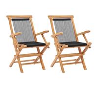 2x Solid Teak Wood Folding Garden Chairs Rope with/without Armrest vidaXL