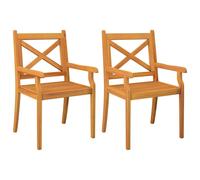 2x Solid Wood Acacia Outdoor Dining Chairs Patio Kitchen Accent Chair vidaXL