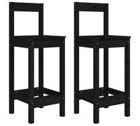 2x Solid Wood Pine Bar Chairs Black Kitchen Stool Bistro Chair vidaXL