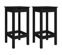 2x Solid Wood Pine Bar Chairs Black Wooden Kitchen Stool Pub Chair vidaXL