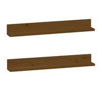 2x Solid Wood Pine Wall Shelves Home Picture Ledge Multi Colours/Sizes vidaXL