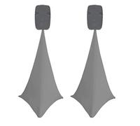 2x spandex stretch speaker stands scrims, DOUBLE SIDED tripod cover (dark grey)