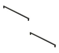 2x Square Block Handle Pull Handle 330 x 10mm 320mm Fixing Centres Matt Black