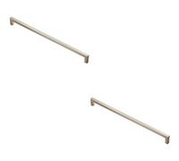 2x Square Block Handle Pull Handle 330 x 10mm 320mm Fixing Centres Satin Nickel