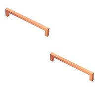 2x Square Block Pull Handle 170 x 10mm 160mm Fixing Centres Satin Copper