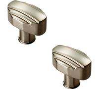 2x Square Cabinet Door Knob Geometric Design 30 x 20mm Satin Nickel