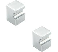 2x Square Cupboard Door Knob 18 x 18mm 25mm Projection Polished Chrome
