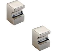 2x Square Cupboard Door Knob 18 x 18mm 25mm Projection Satin Nickel