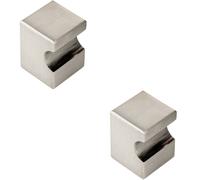 2x Square Cupboard Door Knob 22 x 22mm 30mm Projection Satin Nickel