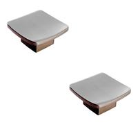 2x Square Curved Cupboard Door Knob 45 x 45mm Satin Nickel Cabinet Handle