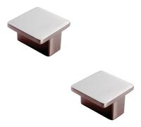 2x Square T Shape Cupboard Door Knob 38 x 38mm Satin Nickel Cabinet Handle