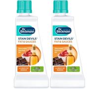 2x Stain Devils Fat & Sauces 50ml - Laundry Food Fat and Oil Stain Remover for Fabric - Removes Oil, Ketchup, Chocolate, Mayonnaise, Butter, Grease Stains - Gentle on White and Colourful Cloths