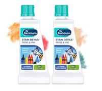2x Stain Devils Pen and Ink 50ml Stain Remover Pen for Fabric Ballpoint & Marker Stain Eraser, Colour-Particle Remover, Recyclable Travel-Size