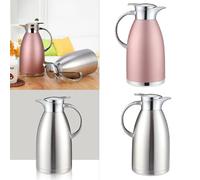 2X Stainless Steel Vacuum Insulation Thermal Coffee Carafe, 1.8L Pink + Silver Water Pot with Push Button Spout