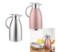 2X Stainless Steel Vacuum Insulation Thermal Coffee Carafe, 2.3L Pink + Silver Water Pot
