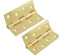 2X Steel Butt Hinges - 100mm Brass Plated Fixed Pin Door Hinges