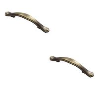 2x Stepped Edge Cupboard Bow Pull Handle 76mm Fixing Centres Burnished Brass
