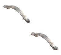 2 Pack | Stepped Edge Cupboard Bow Pull Handle - 76mm Fixing Centres - Satin Nickel | Traditional Cabinet Pull Handle - Wardrobe Cupboard Door Handle - Suitable for Lightweight Internal Doors