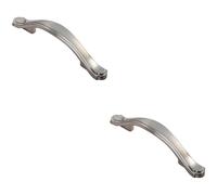 2x Stepped Edge Cupboard Bow Pull Handle 76mm Fixing Centres Satin Nickel Loops Metallics One Size