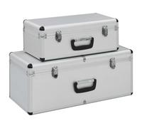 2x Storage Cases Silver Aluminium Tool Transport Carrier Organiser vidaXL