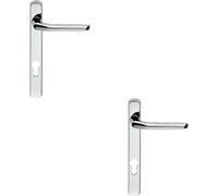 2x Straight Lever Door Handle on Lock Backplate Polished Chrome 208mm X 26mm
