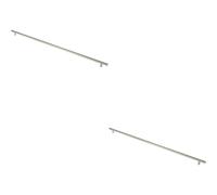 2x Straight T Bar Pull Handle 1800 x 30mm 1630mm Fixing Centres Satin Steel