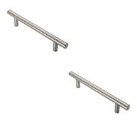 2x Straight T Bar Pull Handle 775 x 30mm 600mm Fixing Centres Satin Steel