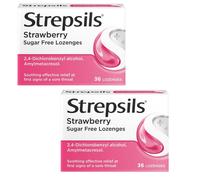 2X Strepsils Strawberry Lozenges 36s - Fast Sore Throat Relief Expiry 08/2025