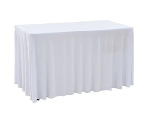 2x Stretch Table Cover with Skirt 120x60.5x74cm White Party Tablecloth vidaXL